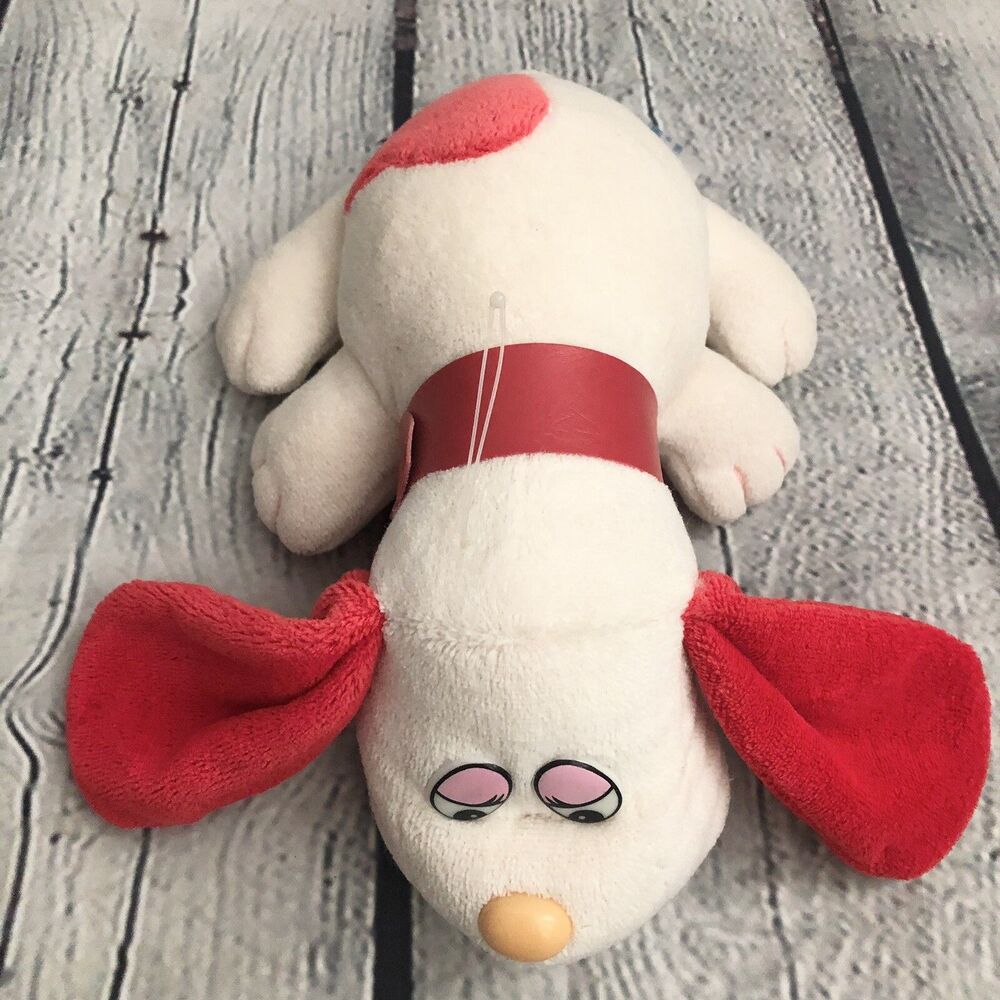Vtg 1986 Animal Playthings Inc Dog Puppy Plush Kennel Club White Red Heart Toy